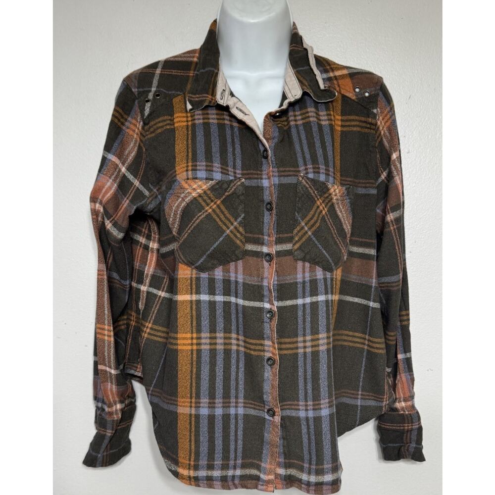 FREE PEOPLE WESLEY COUNTRY GROMMET BOYFRIEND PLAID BUTTON DOWN SHIRT Women’s XS